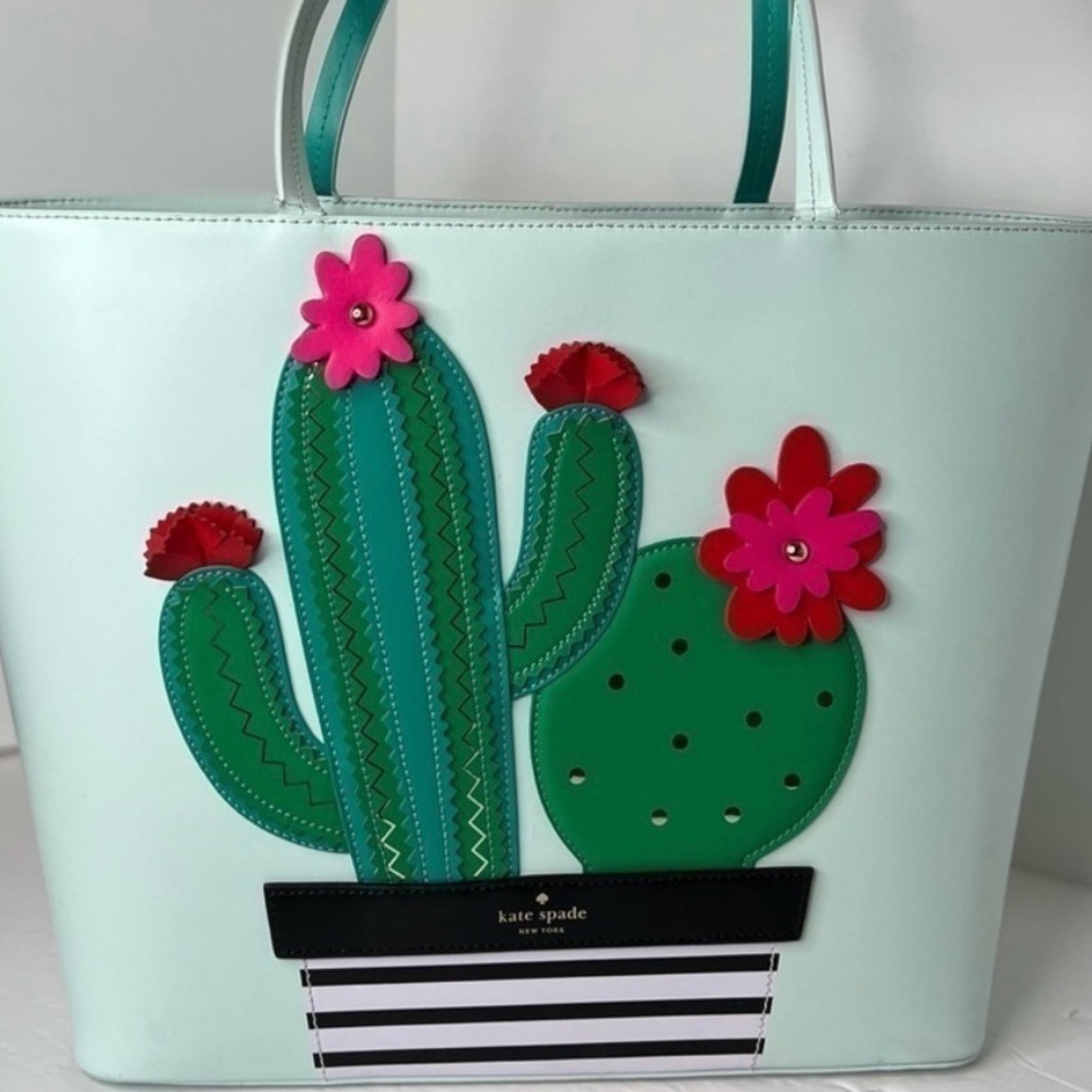 Kate Spade Mint Green Cactus Tote good condition - Picture 2 of 15